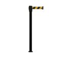 Montour Line Retractable Belt Fixed Stanchion, 2ft Black Post  7.5ft Blk/Ye Belt MX530F-BK-BYD-75